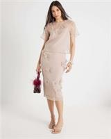 River Island Womens Midi Skirt Pink Organza Fabric 3D Flower Detail Bottom - 8 Regular