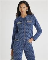 River Island Womens Jacket Blue Long Sleeve Embellished Boucle Outerwear Top - 8 Regular