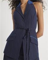 River Island Womens Waistcoat Blue Denim Hybrid Pinstripe Outerwear Top - 12 Regular