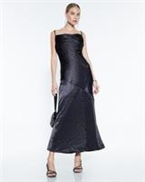 River Island Womens Slip Midi Dress Black Satin Diamante Detail Cowl Neck - 10 Regular