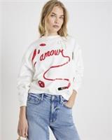 River Island Womens Sweatshirt White Long Sleeve L'amour Lipstick Crew Neck Top - S Regular