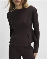 River Island Womens Corset Detail Top Brown Long Sleeve Round Neck Blouse - S Regular