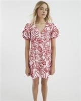 River Island Womens Mini Dress Pink Short Puff Sleeve Floral V-Neck Zip - 12 Regular