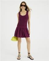 River Island Womens Mini Dress Purple Linen Blend Shirred Scoop Neck Sleeveless - 16 Regular