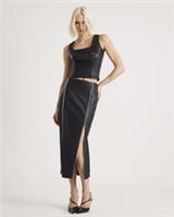 River Island Womens Midi Skirt Black Embellished Faux Leather Zip Bottom - 8 Regular