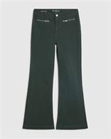 River Island Womens Flared Jeans Petite Green Zip Front Relaxed Flare Trousers - 8 Extra Short Petites