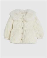 River Island Mini Girls Padded Coat Cream Faux Fur Long Sleeve Outerwear Top
