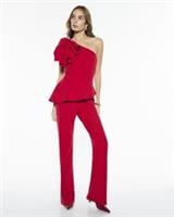 River Island Womens Jumpsuit Red Sleeveless Asymmetric Ruffle Zip Outfit - M Regular