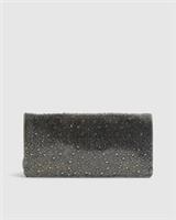 River Island Womens Clutch Bag Grey Perspex Diamante Popper Clasp Chain Strap