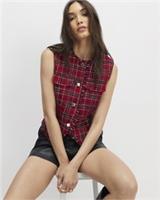 River Island Womens Waistcoat Red Boucle Fringed Buttoned Outerwear Top - 6 Regular