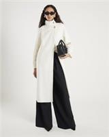 River Island Womens Coat Cream Handmade Wool Blend Funnel Neck Outerwear Top - 10 Regular