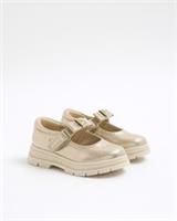 River Island Mini Girls Strap Shoes Gold Interchangeable Round Toe Flat Soles