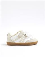 River Island Mini Girls Trainers Beige Lace Bow Sneakers Round Toe Flat Shoes