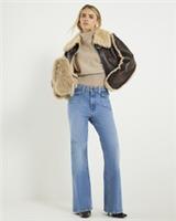 River Island Womens Flared Jeans Petite Denim High Waist Relaxed Trousers Pants - 6 Extra Short Petites