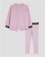 River Island Girls Sweatshirt & Leggings Set Pink Split Back 2 Piece Outfit