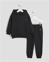 River Island Mini Boys Hoodie & Joggers Set Black RR 2 Piece Oversized Outfit