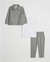 River Island Mini Boys Jacket & Trousers Set Grey Pinstripe 2 Piece Outfit