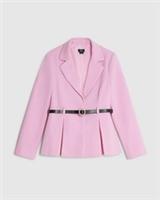 River Island Girls Blazer Pink Belted Collared Stud Pressed Outerwear Top