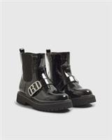 River Island Girls Chelsea Boots Black Changeable Strap Side Zip Patent Shoes
