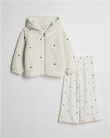 River Island Mini Girls Hoodie & Leggings Set Cream Heart 2 Piece Print Outfit
