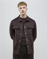 River Island Mens Overshirt Brown Regular Fit Suede Long Sleeve Collared Top - L Regular