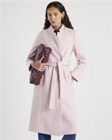 River Island Womens Wrap Coat Pink Notch Collar Belted Longline Outerwear Top - 8 Regular