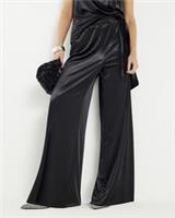 River Island Womens Joggers Petite Black Velvet Wide Leg Trousers Pants Bottoms - XS Petites