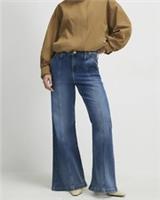 River Island Womens Flared Jeans Petite Blue High Rise Snaffle Trousers Pants - 16 Extra Short Petites