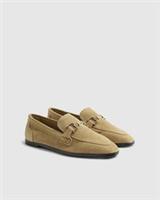 River Island Womens Loafers Beige Suede Snaffle Chain Round Toe Slip On Shoes