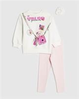 River Island Mini Girls Sweatshirt & Leggings Set Beige 2 Piece Graphic Outfit