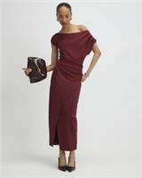 River Island Womens Midi Dress Red Draped Sleeveless Off The Shoulder Wrap Front - L Regular