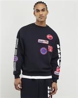 River Island Mens Sweatshirt Black High Performance Badge Crew Neck Pullover Top - M Regular