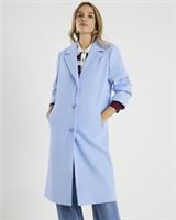 River Island Womens Longline Coat Blue Single Breasted Buttoned Outerwear Top - 12 Regular