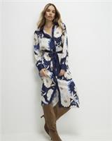 River Island Womens Midi Shirt Dress Cream Floral Collared Button Belted - 6 Regular