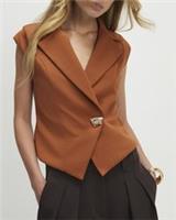 River Island Womens Waistcoat Orange Cap Sleeve Twill Collared Outerwear Top - M Regular