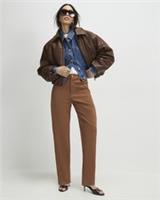 River Island Womens Trousers Brown Faux Suede Fabric Barrel Leg Pants Bottoms - 6 Regular