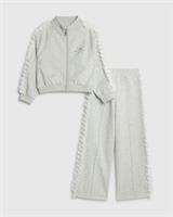 River Island Girls Sweatshirt & Joggers Set Grey Bow Ruffle 2 Piece Long Sleeve