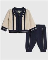 River Island Baby Boys Top & Joggers Set Cream Zip Knit 2 Piece Long Sleeve
