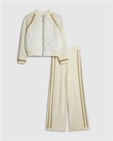 River Island Girls Bomber Jacket & Joggers Set Cream 2 Piece Long Sleeve
