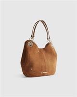 River Island Womens Slouch Shoulder Bag Brown Branded Eyelet Popper Fastening