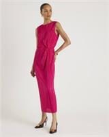 River Island Womens Midi Dress Pink Plisse Knot Side Detail Casual Sleeveless - M Regular
