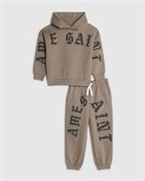 River Island Mini Boys Hoodie & Joggers Set Brown Ame Saint 2 Piece Long Sleeve