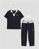 River Island Mini Boys Polo Shirt & Joggers Set Navy 2 Piece Short Sleeve