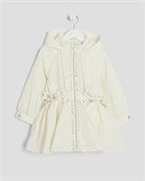 River Island Mini Girls Coat Cream Peplum Hooded Raincoat Padded Outerwear Top