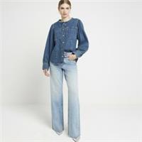 River Island Womens Straight Jeans Blue High Waist Relaxed Trouser Pants Bottoms - 18 Short Regular