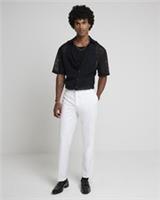 River Island Mens Tuxedo Trousers White Zip Straight Leg Pants Bottoms - 42 Regular Regular