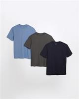 River Island Mens T-Shirt 3 Pack Mixed Colours Short Sleeve Slim Fit Tee Top - L Regular
