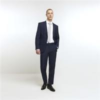 River Island Mens Suit Trousers Navy Slim Fit Twill Slip Pockets Pants Bottoms - 26 Long Regular