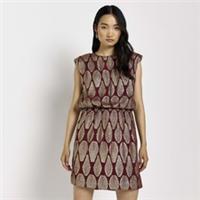 River Island Womens Mini Shift Dress Red Print Shoulder Pad Sleeveless - 6 Regular