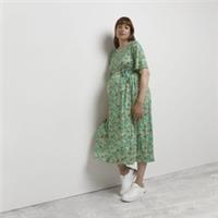 River Island Womens Midi Dress Maternity Green Floral Crew Neck Short Sleeve - 12 Maternity
